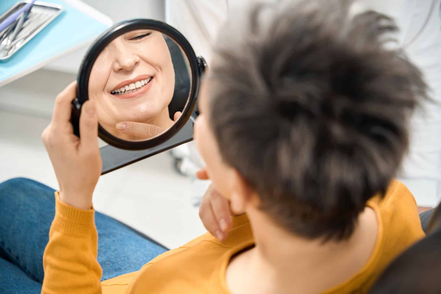 Woman at a dentures appointment in Thornton, CO